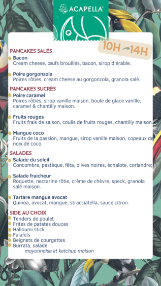 Menu Coffee Shop été automne 2023